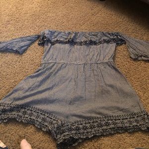 American eagle checkered off the shoulder romper